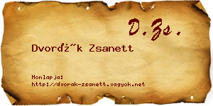 Dvorák Zsanett névjegykártya